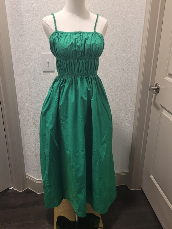 Topshop Dresses & Skirts - Topshop Emerald Green Cutout Midi Dress US 2 100% Cotton Pockets Travel Summer